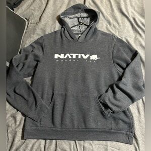 Natives dark gray hoodie sweatshirt size has been cut out but fits like 1x or 2x
